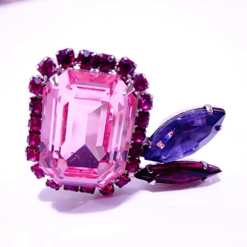 Joomi Lim Henriette Pink Crystal Statement Rhodium Wing Ring Sz 6 NWOT 145